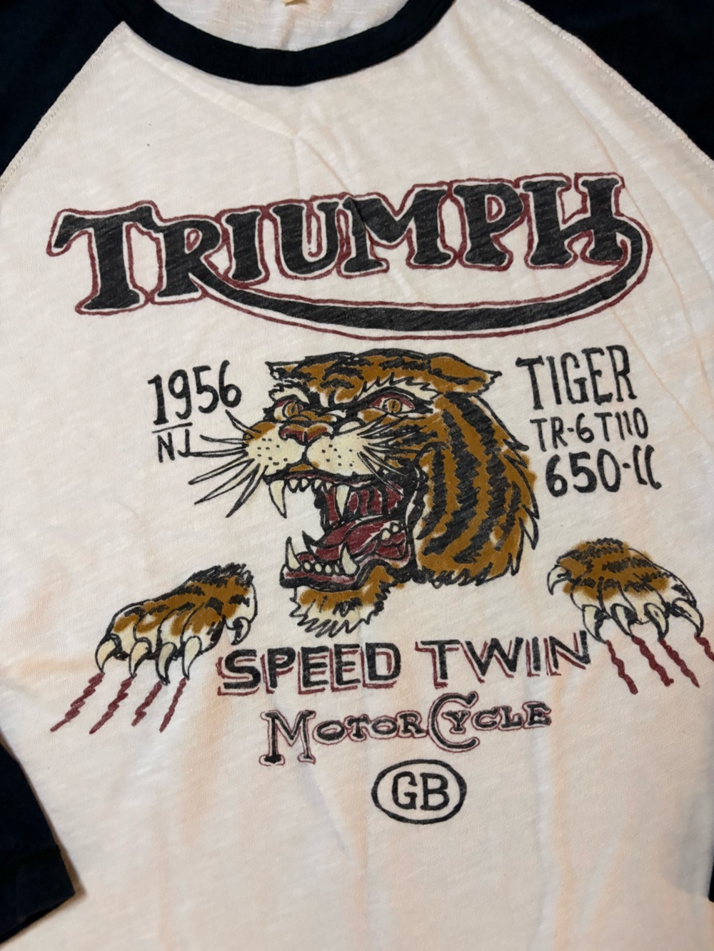 Lucky Brand Raglan Tee - White & Navy - Picture 3 of 6